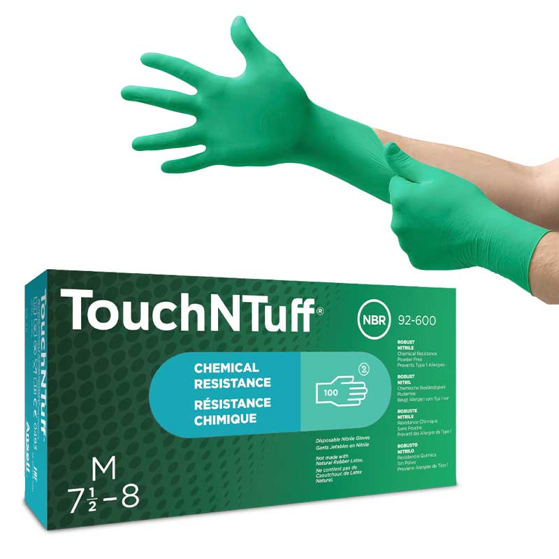 Ansell TouchNTuff 92-600 Disposable Powder-Free Nitrile Gloves